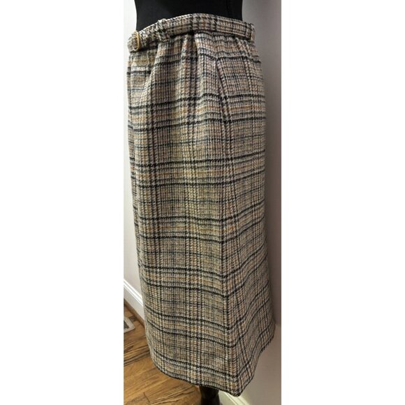 Vintage Prestige of Boston Houndstooth Maxi Skirt with Belt and Pockets Size 10 - Picture 3 of 7